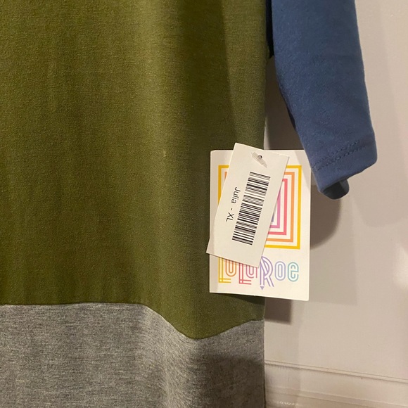NWT Lularoe Julia Dress XL. Blue , Green and Gray. - Picture 3 of 5